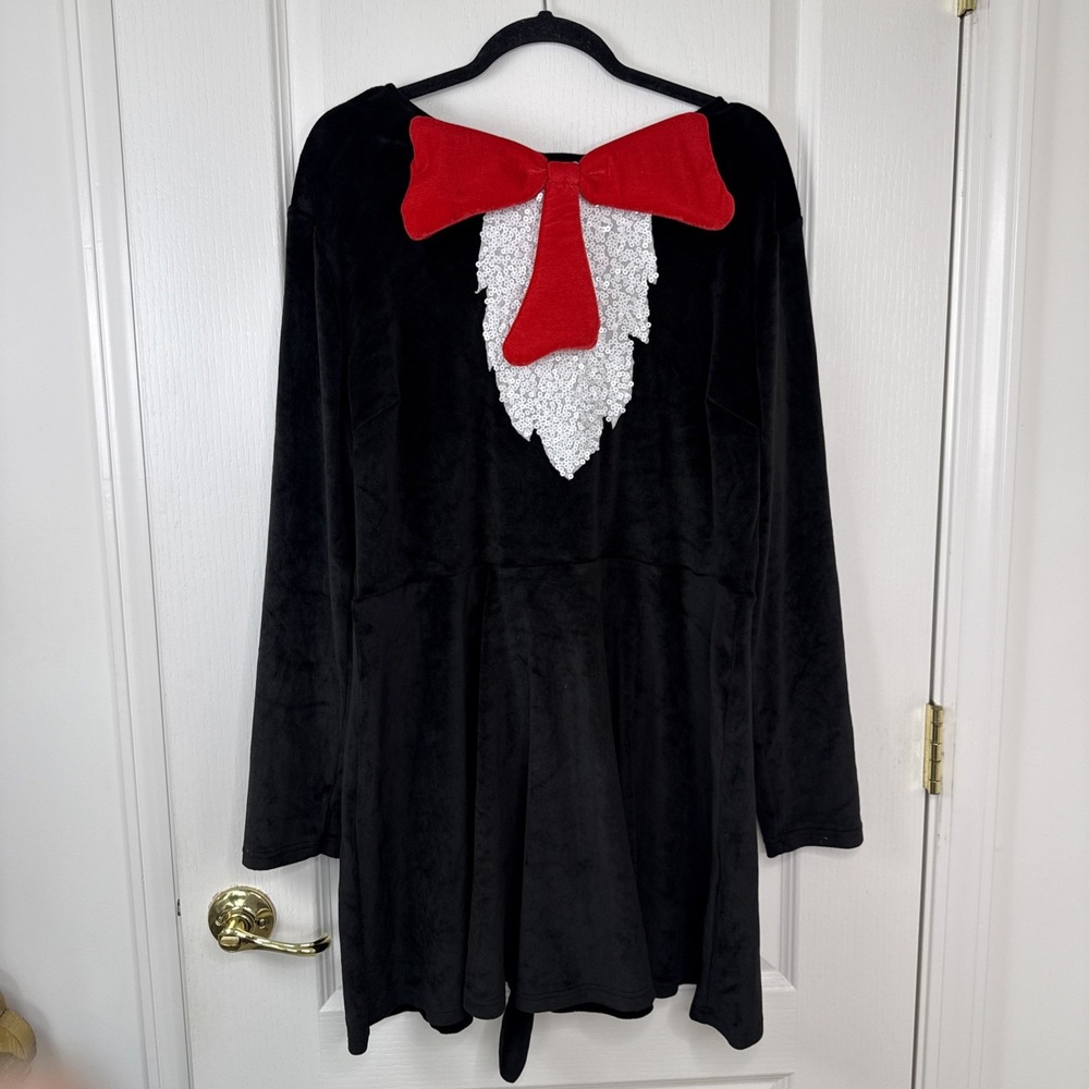 Dr Seuss Cat in the Hat Womens Costume Dress XL Velour Sequin Halloween Book Day